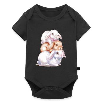 Cute Rabbit Stack for Rabbit Lovers - Baby Premium short-sleeve bodysuit - black - Front