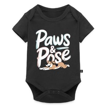 Doga Dog Yoga Bien-être des animaux de compagnie Étirements conscients - Body à manches courtes Premium Bébé - noir - Devant