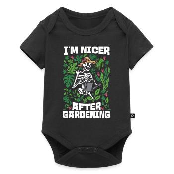 Plant Lover Gardening Skeleton I'm - Baby Premium Kurzarmbody - Schwarz - Vorne