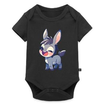 Donkey Esel - Baby Premium Kurzarmbody - Schwarz - Vorne