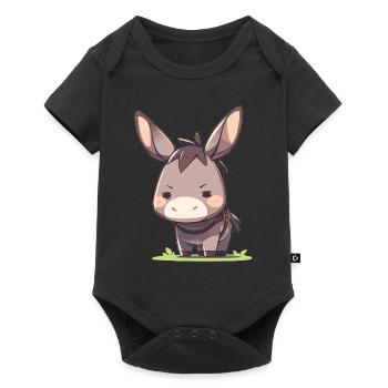 Donkey Esel - Baby Premium Kurzarmbody - Schwarz - Vorne