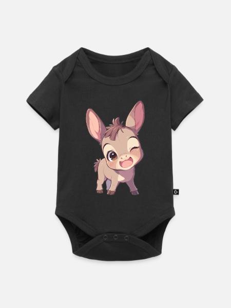 Donkey Esel - Baby Premium Kurzarmbody - Schwarz