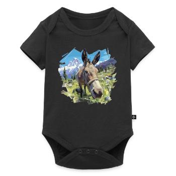Donkey Esel - Baby Premium Kurzarmbody - Schwarz - Vorne