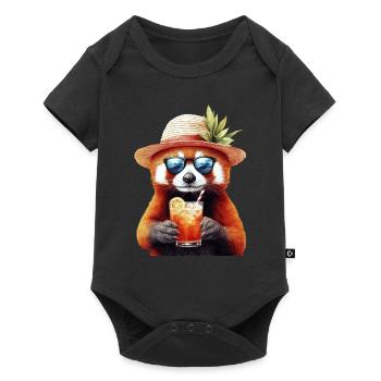 Roter Panda - Baby Premium Kurzarmbody - Schwarz - Vorne