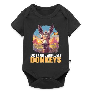 Donkey Esel - Baby Premium Kurzarmbody - Schwarz - Vorne