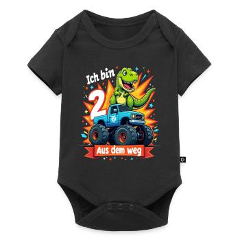 Dinosaur 2nd Birthday Monster Truck - Baby Premium short-sleeve bodysuit - black - Front