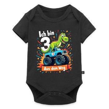 Dinosaur 3rd Birthday Monster Truck - Baby Premium short-sleeve bodysuit - black - Front