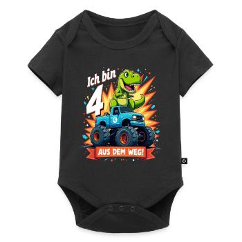 Dinosaur 4th Birthday Monster Truck - Baby Premium short-sleeve bodysuit - black - Front