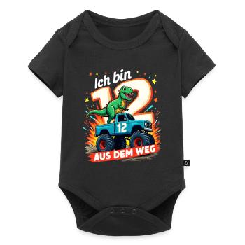 Dinosaur 12th Birthday Monster Truck - Baby Premium short-sleeve bodysuit - black - Front