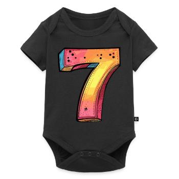 7 Nombre Coloré - Body à manches courtes Premium Bébé - noir - Devant