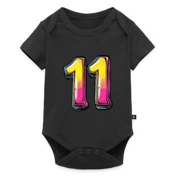 11 Numéro Coloré - Body à manches courtes Premium Bébé - noir - Devant
