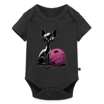 Chat noir avec pelote de laine pour les amoureux des chats - Body à manches courtes Premium Bébé - noir - Devant
