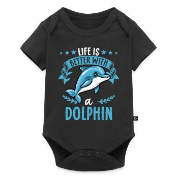 Life is better with a dolphin - sweeter - Baby Premium short-sleeve bodysuit - black - Front