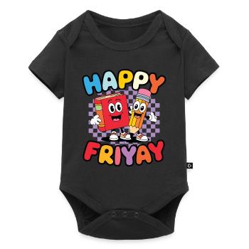 Happy Friyay Friday Fri Yay Enseignant - Body à manches courtes Premium Bébé - noir - Devant