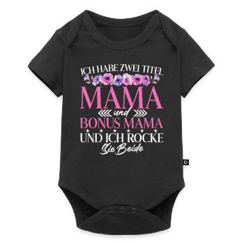 Bonus Mama Muttertag Mutterschaft Mama Elternteil - Baby Premium Kurzarmbody - Schwarz - Vorne