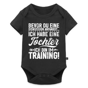 Papa Tochter Vatertag Vaterschaft Elternteil - Baby Premium Kurzarmbody - Schwarz - Vorne