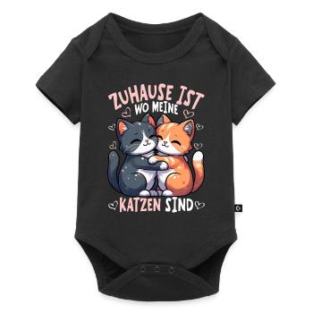 Katzen Mama Muttertag Elternteil Mama - Baby Premium Kurzarmbody - Schwarz - Vorne