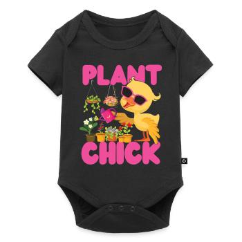 Plant Lover Gardening Chicken Girl - Baby Premium Kurzarmbody - Schwarz - Vorne