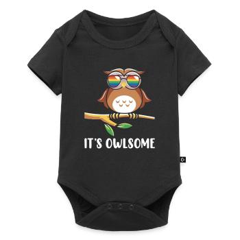 hibou amoureux des animaux hiboux - Body à manches courtes Premium Bébé - noir - Devant
