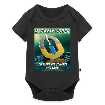 MAGNET FISCHER ZIEHE DIE SCHÄTZE ANS LAND - Baby Premium Kurzarmbody - Schwarz - Vorne