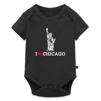 I Love Chicago Cool Heart Flag Statue Of Liberty - Baby Premium short-sleeve bodysuit - black - Front
