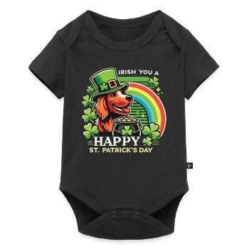 Joyeuse Saint-Patrick Chien Arc-en-ciel - Body à manches courtes Premium Bébé - noir - Devant