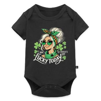 Mädchen Ich Bin Heute Glücklich St. Patrick's Tag - Baby Premium Kurzarmbody - Schwarz - Vorne
