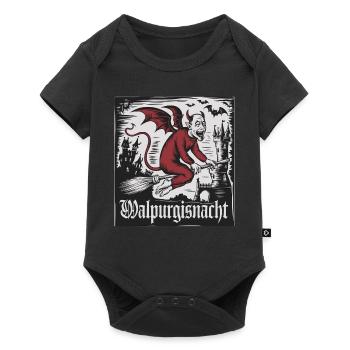 Hexen Walpurgisnacht Fliegender Dämon Mit Schloss - Baby Premium Kurzarmbody - Schwarz - Vorne