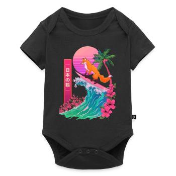 Fox Red Fox Animal Japanese Surfing Beach Wave - Baby Premium short-sleeve bodysuit - black - Front