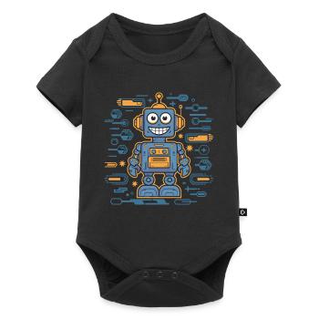 Robot joyeux avec des engrenages et - Body à manches courtes Premium Bébé - noir - Devant
