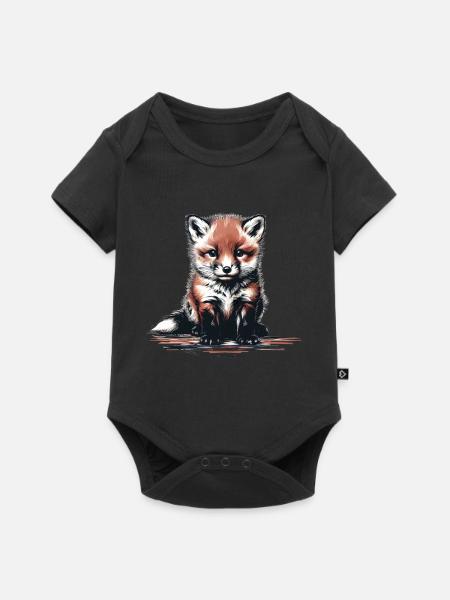 Fuchs Füchse Füchsin - Baby Premium Kurzarmbody - Schwarz