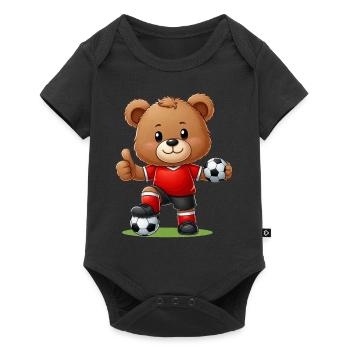 Teddy Bear Soccer Player - Baby Premium short-sleeve bodysuit - black - Front