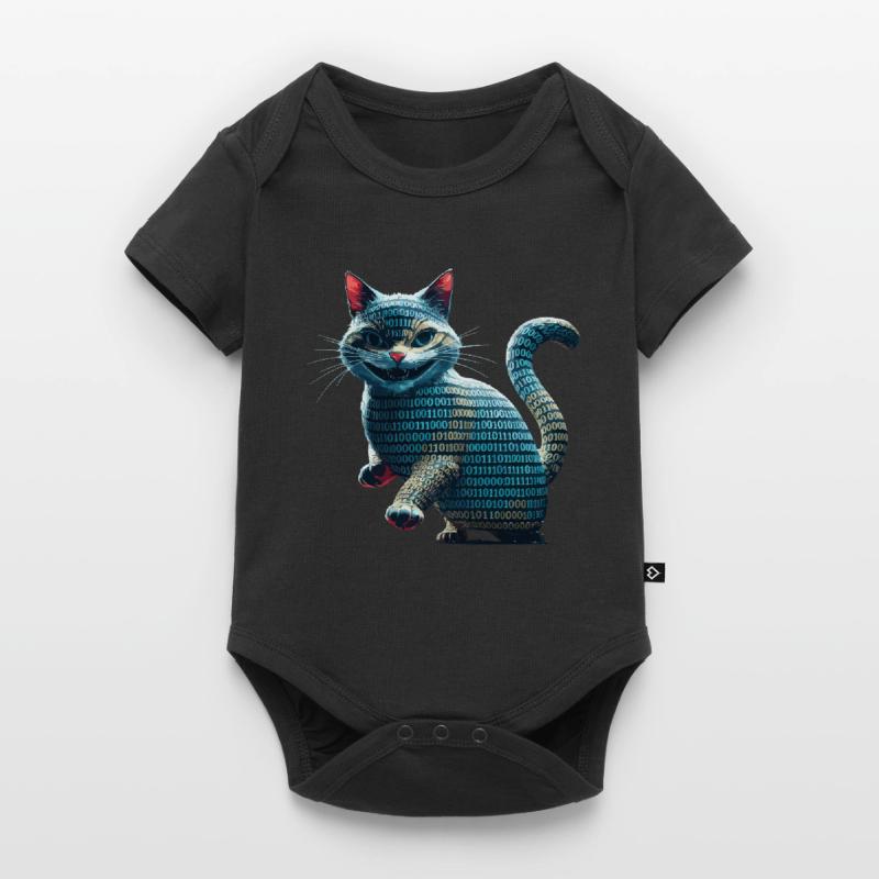 Tech cat with binary code for programmers and Baby Premium short-sleeve bodysuit