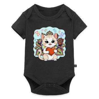 Chat Chats Coeur Chaton Coeurs Anniversaire - Body à manches courtes Premium Bébé - noir - Devant