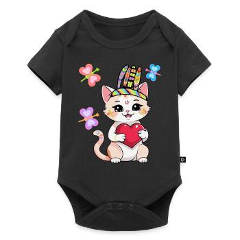 Hippie Cat Cats Kids Child Hippies - Baby Premium short-sleeve bodysuit - black - Front