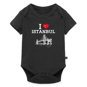 I Love Istanbul Turkey Golden Gate Bridge Flag Pun - Baby Premium short-sleeve bodysuit - black - Front