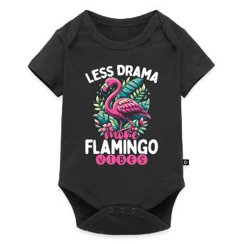 Less Drama, More Flamingo Vibes - Baby Premium Kurzarmbody - Schwarz - Vorne