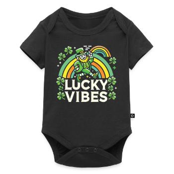 Saint-Patrick Lucky Vibes Arc-en-ciel - Body à manches courtes Premium Bébé - noir - Devant