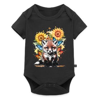 Fox Foxes Nature Flowers Child - Baby Premium short-sleeve bodysuit - black - Front