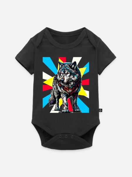 Wolf Wölfe Tattoo - Baby Premium Kurzarmbody - Schwarz