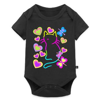 Retro Cat Cats Vintage 80s 90s Kids - Baby Premium short-sleeve bodysuit - black - Front