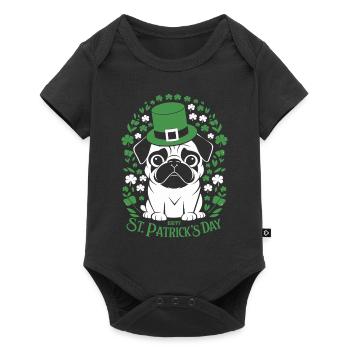 Carlin de la Saint-Patrick avec un chien mignon et - Body à manches courtes Premium Bébé - noir - Devant
