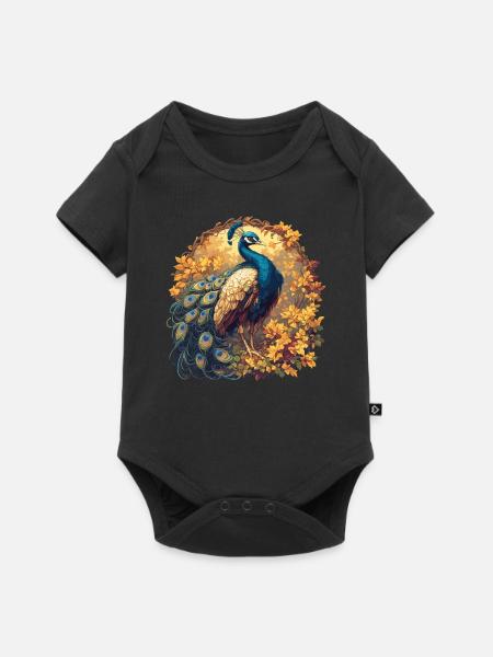 Pfaue Pfau - Baby Premium Kurzarmbody - Schwarz