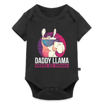 Daddy Llama Needs No Drama - Funny Llama Dad - Baby Premium Kurzarmbody - Schwarz - Vorne