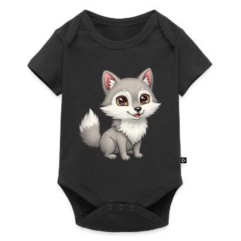 Animal Cartoon Wolf - Baby Premium short-sleeve bodysuit - black - Front