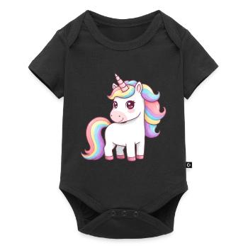 Licorne de dessin animé animalier - Body à manches courtes Premium Bébé - noir - Devant