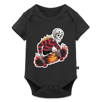 FLAMING SKATEBOARD - Baby Premium short-sleeve bodysuit - black - Front