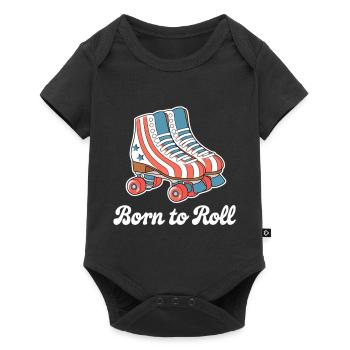 "Born to Roll" Retro Skates Design - Baby Premium short-sleeve bodysuit - black - Front