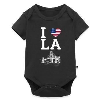 I Love LA Golden Gate Bridge Cool Heart Flag Pun - Baby Premium short-sleeve bodysuit - black - Front