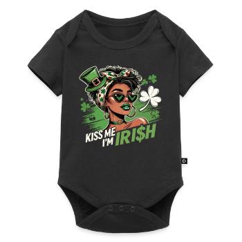 Saint-Patrick Embrasse-moi Je suis Design irlandais - Body à manches courtes Premium Bébé - noir - Devant